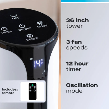 Daewoo 36" Slimline Oscillating Tower Fan with Remote Control